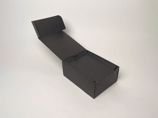 black cardboard box with lid