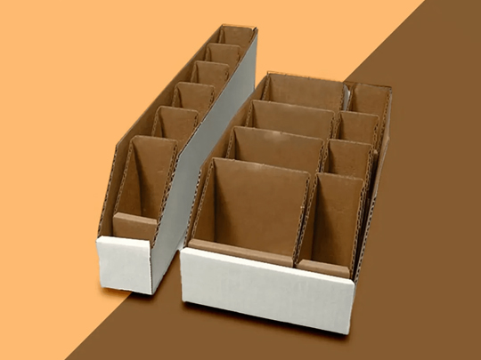 cardboard boxes with dividers